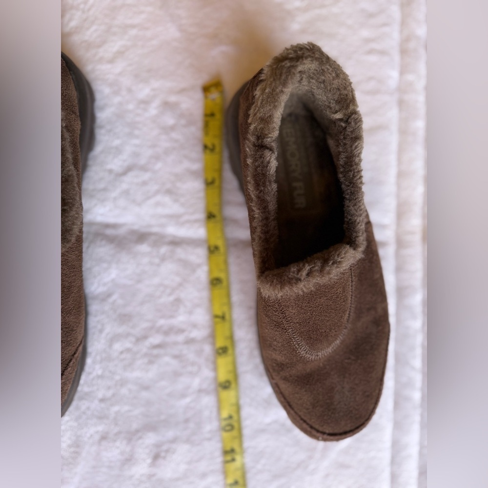 Skechers Memory Form Fit Slip-On Loafer Brown Suede Faux Fur Lined comfy 7.5 - Picture 13 of 13